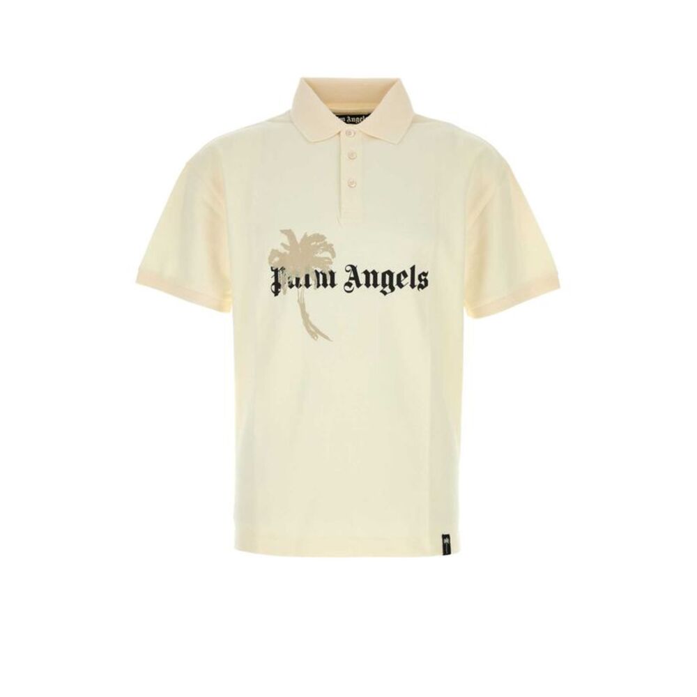 Palm Angels Men Cream Piquet Polo Shirt